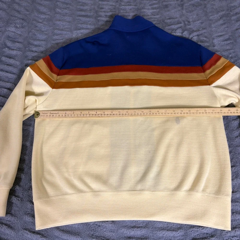 Vintage White Stag ActionSport Track Jacket XL Blue Cream Rainbow Stripe 70s 80s